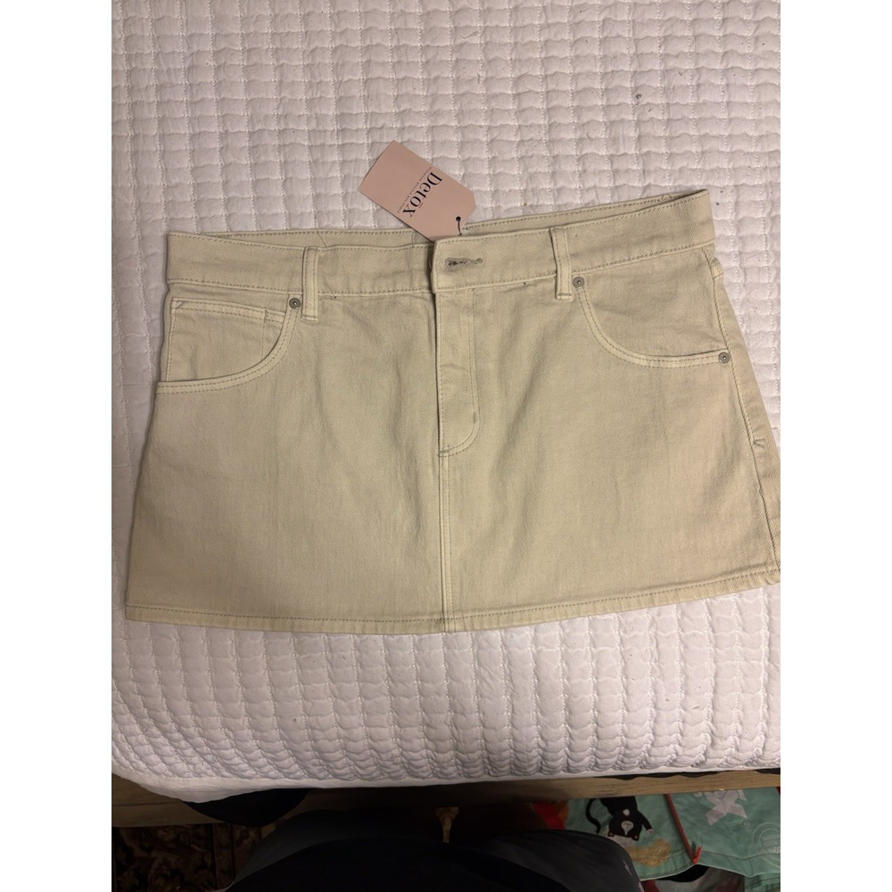 Abrand Women's Denim Mini Skirt, Khaki Color, Size 8, NWT
